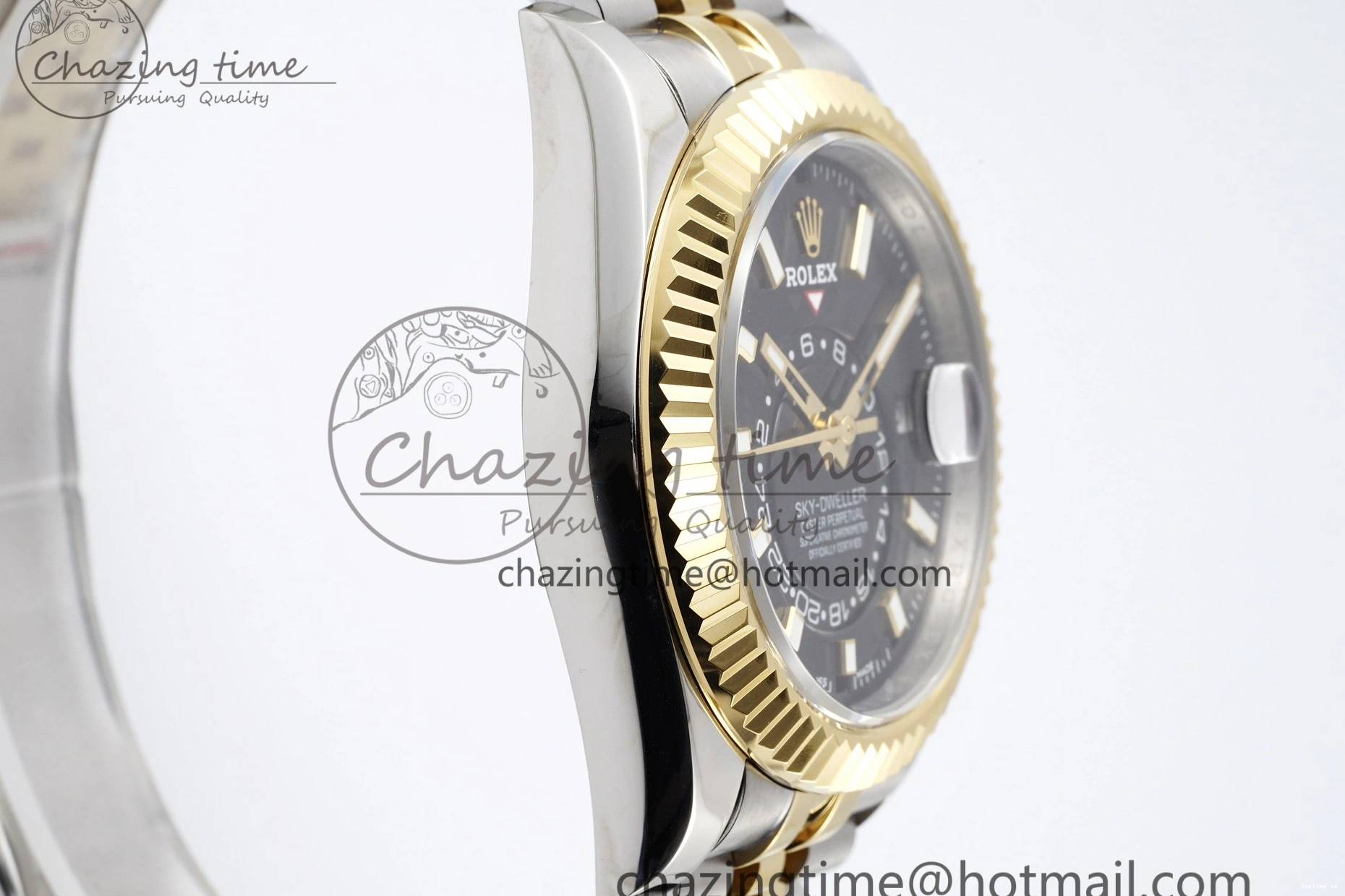 1224 Skydweller SS YG Noob Best Edition Black Dial on SS YG Jubilee Bracelet A23J Efficient 2122